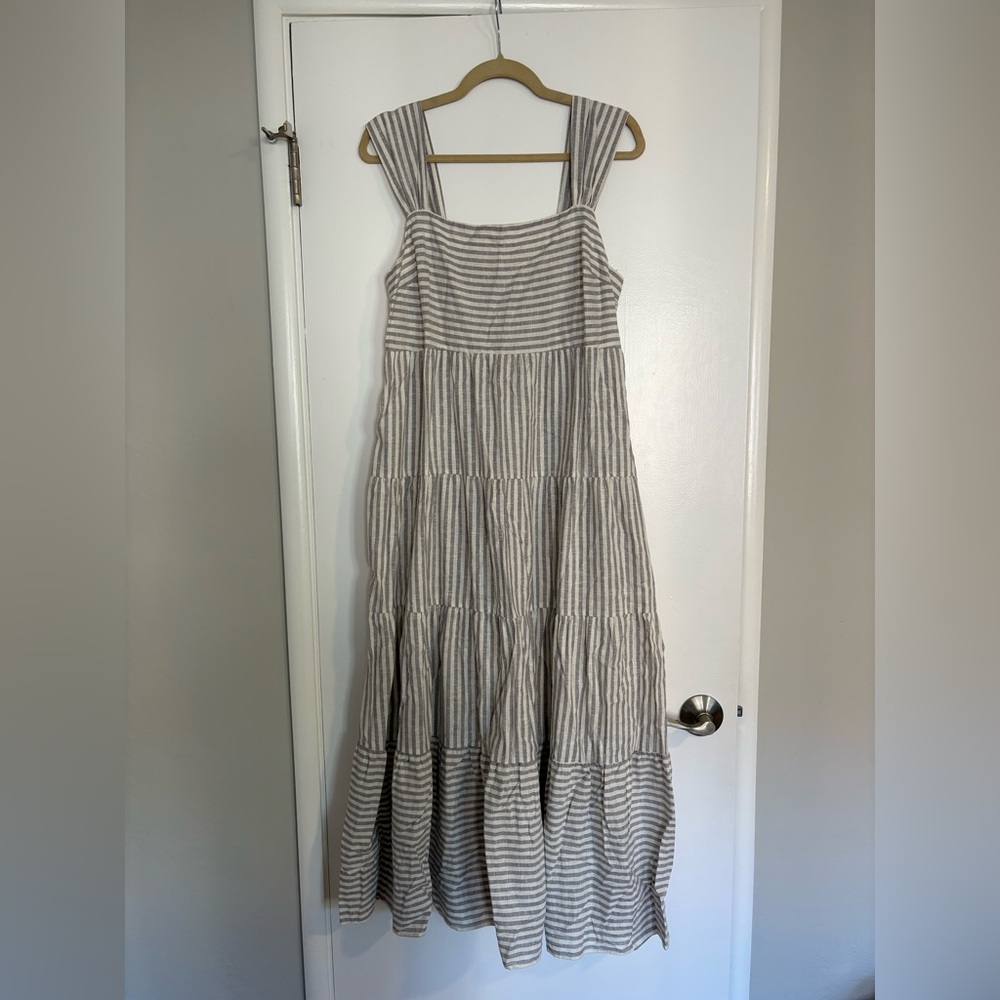 Madewell Slate Blue Striped Maxi Dress